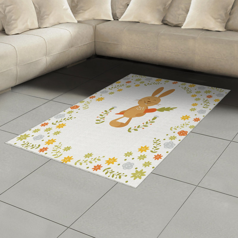 Drôle de tapis décoratif à longs fils en fibre de polyester à haute densité, Rectangle— 4 pi x 5 pi 8 po