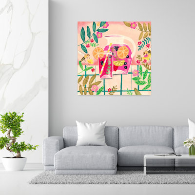 Sangria Summer Colorful Contemporary Bee Flower Fruit Wall Art