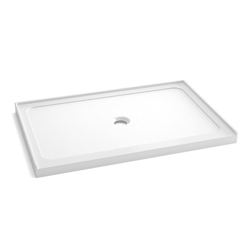 VEVOR 32" x 48" White Slimline Shower Base, Center Drain, 2.95" Low Threshold, 4.53" Strainer Diameter, Single-Threshold Alcove Design