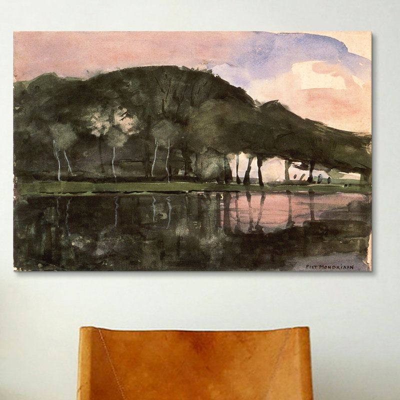 "le long de la amstel, 1903" par piet mondrian, reproduction d’art sur toile, H 12 po x l 18 po x P 1,5 po