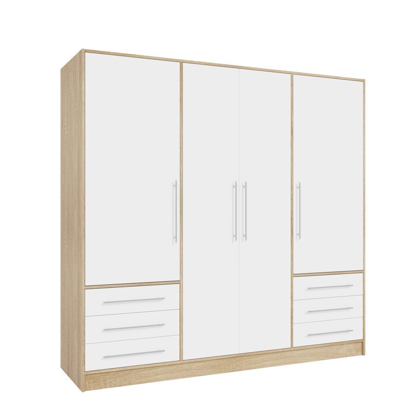 Ingram 4 Door Wardrobe, Sonoma Oak/White Matt
