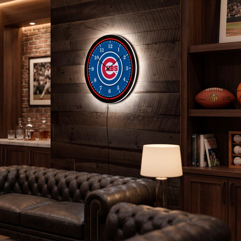 LED Wall Clock, Round, Chicago Cubs, Chicago Cubs