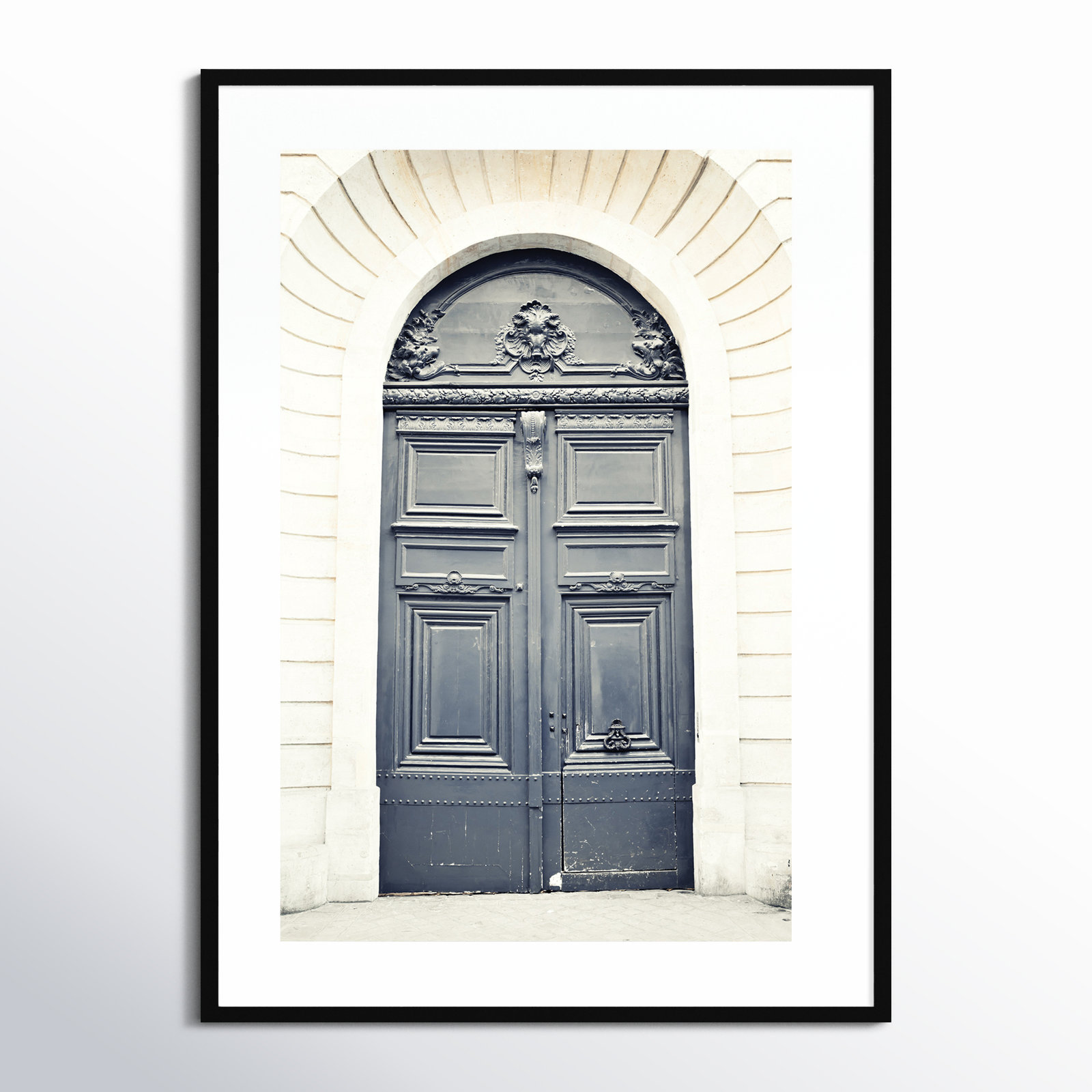 Black Paris Door Photo Print, 41" H x 30" W, Black
