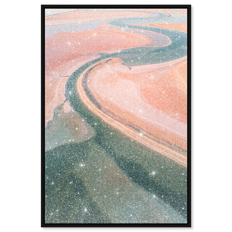 Peach Sand Abstract Canvas Print by Oliver Gal, Black Frame, 10 x 15, 11"H x 16"W, Black Floater Frame