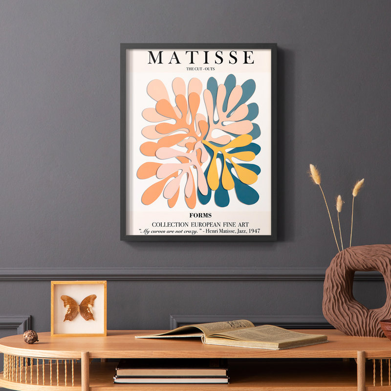 Matisse CXCIV, reproduction d'art encadrée - bois massif, H 14 po x l 11 po, Noir, noir, noir, noir