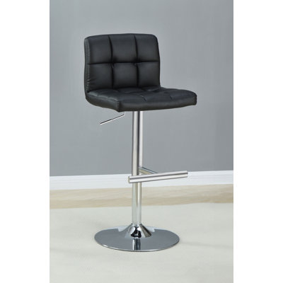 Beveard Tufted Adjustable Leatherette Bar Stool Black
