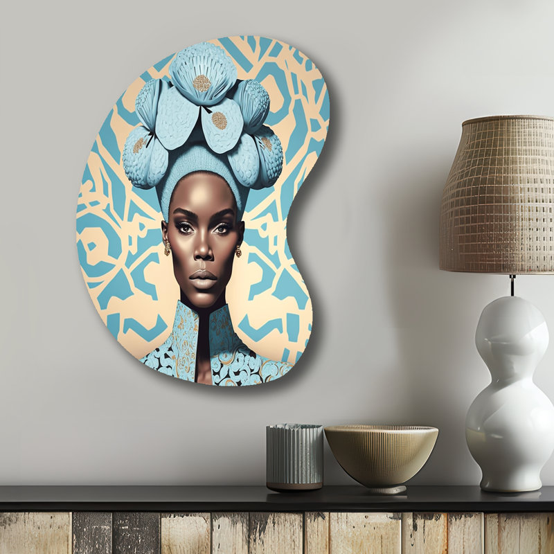 «Retro Haute Couture African American Lady V» - forme de flèche afro-américaine - art mural métallique asymétrique