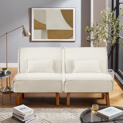 Maano 60'' W Armless Modular Convertible Polyester Upholstered Loveseat with Pillows