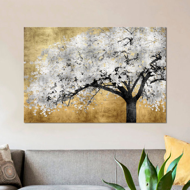 Silver Blossoms by Kate Bennett - Print, 26" H x 40" W x 1.5" D, Wrapped Canvas, No Mat