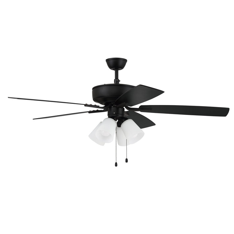 52'' Ceiling Fan with LED Lights, Flat Black
