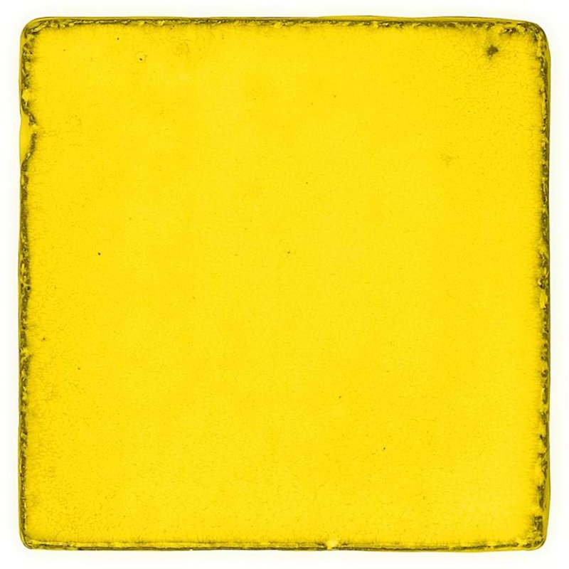 Emery 4x4 Square Handmade Crackled Glossy Terracotta Tile, Yellow