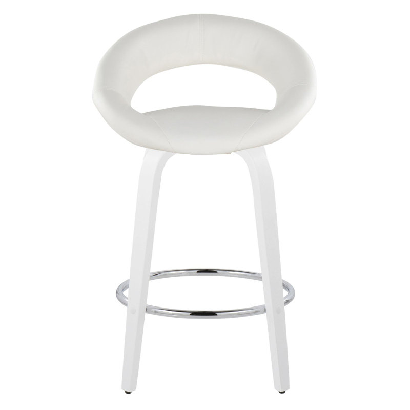 Poppy 26" Fixed-Height Counter Stools with Bent Wood Legs & Round Footrest, White