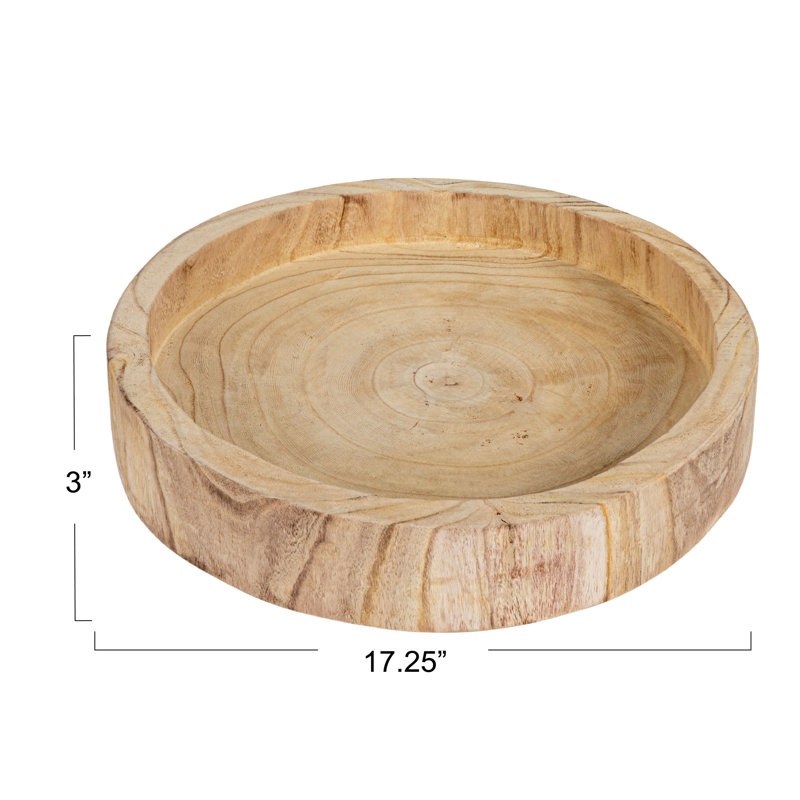 Cassidy Round Natural Wood Ottoman Tray