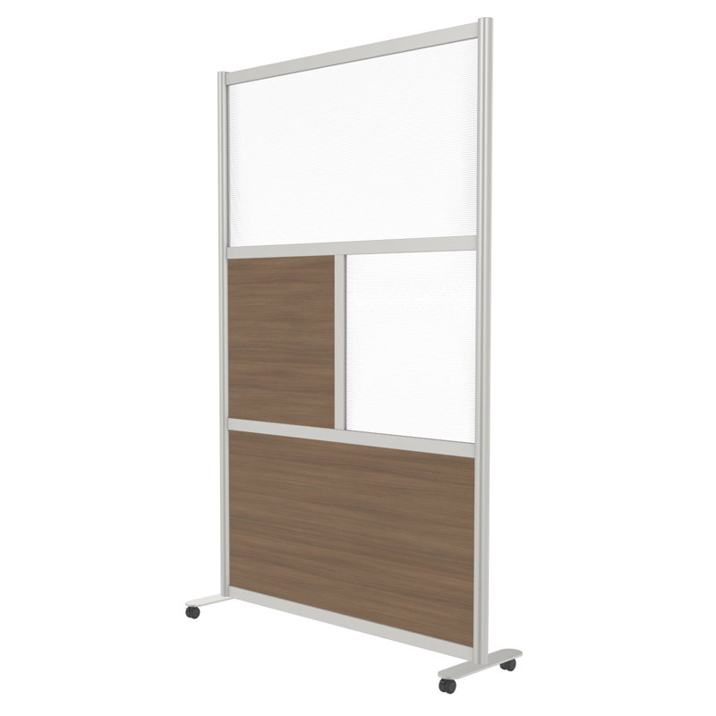 Cloisons de bureau modernes 4 panneaux Orrie, Roulette, Noyer