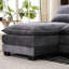 Siège en U de 123 x 55 po à 6 places avec méridienne double, console et ports pour l'intérieur, canapé-lit en chenille gris, accoudoirs en mousse à haute densité avec console, porte-gobelets, support lombaire avec cadre