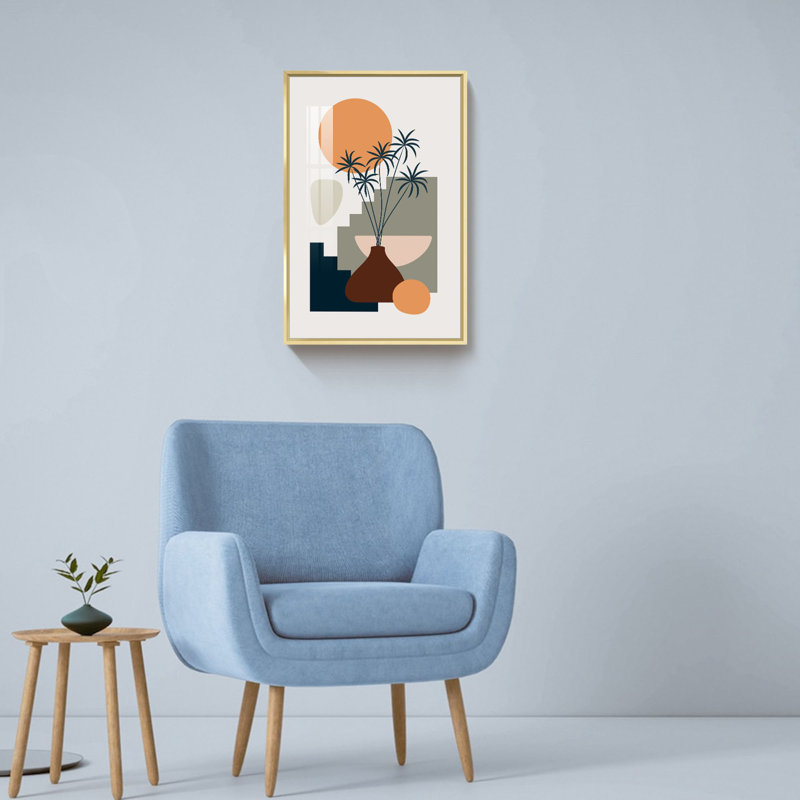 " Boho Artwork ", 24" H x 16" W x 1.34" D, Gold Framed