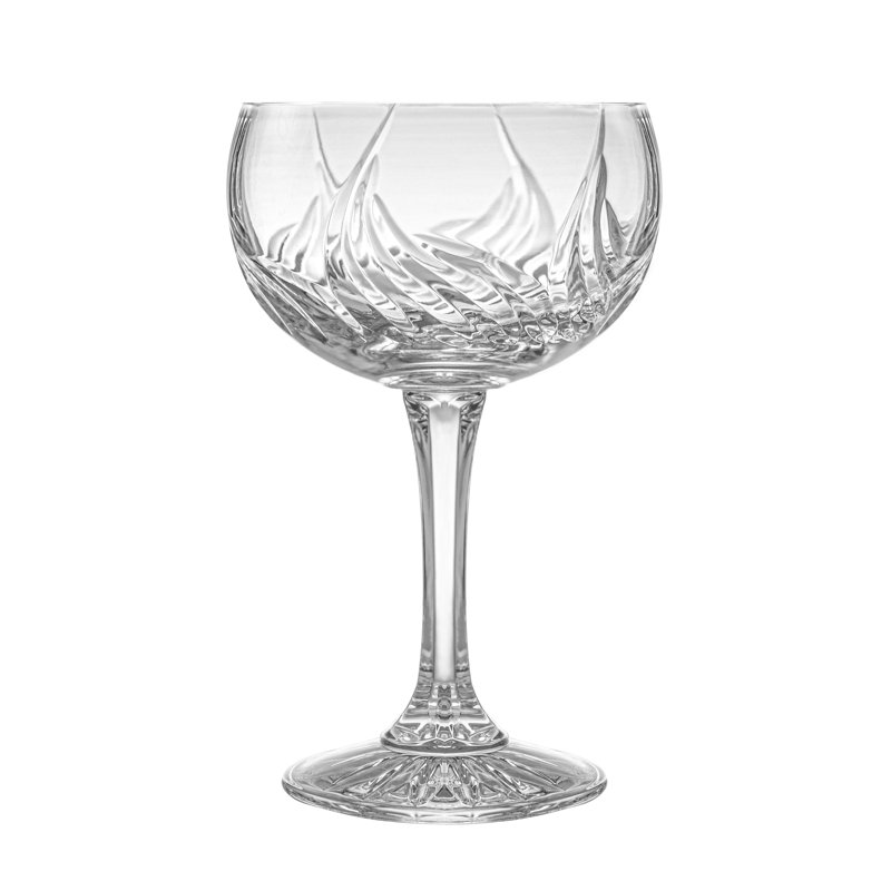 Verres à champagne - flûte - soucoupe - belle coupe - ensemble de 6 - cristal taillé à la main