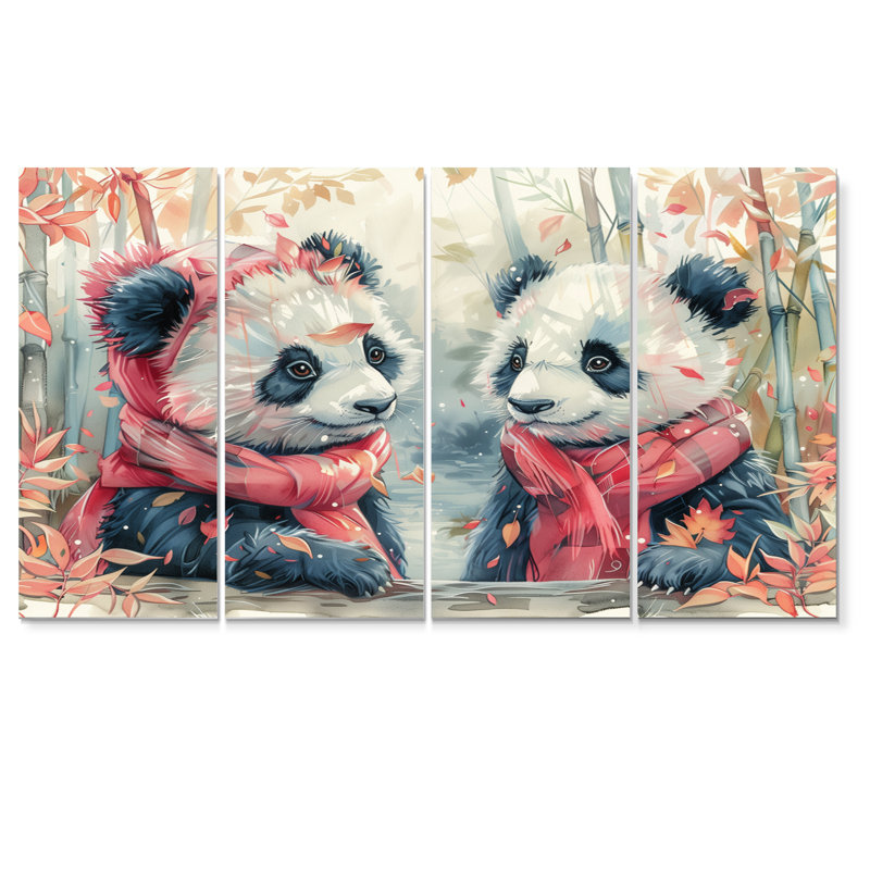 Zac - Ensemble de décoration murale panda, H 28 po x l 48 po