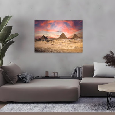 Impression d'art mural majestueux, désert de Gizeh, paysage contemporain abstrait, lever de soleil