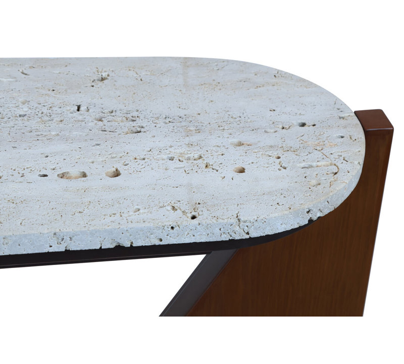 120cm Stone Top Console Table, Brown