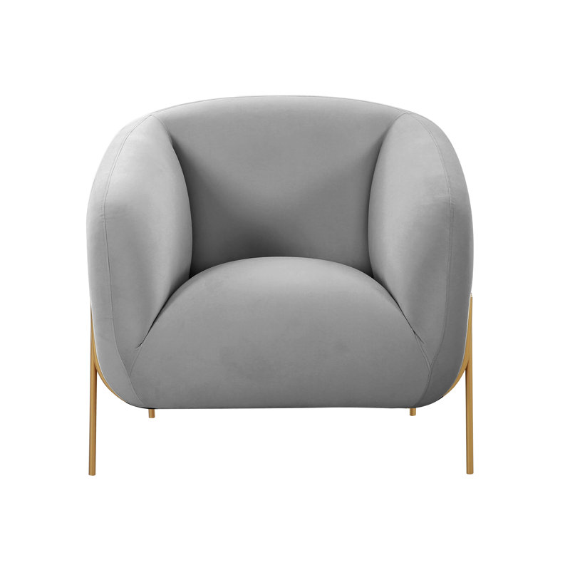 Kandra Velvet Accent Chair, Gray Velvet