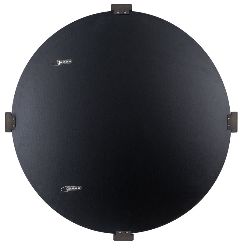 Aubrey Round Beveled Mirror, Black