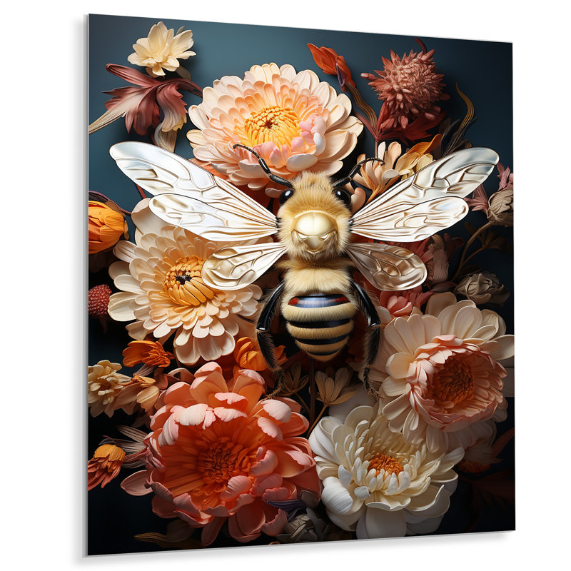 Vintage Floral Wasp Harmony  II - Insects & Bugsmetal Wall Art, 20" H x 12" W x 1" D