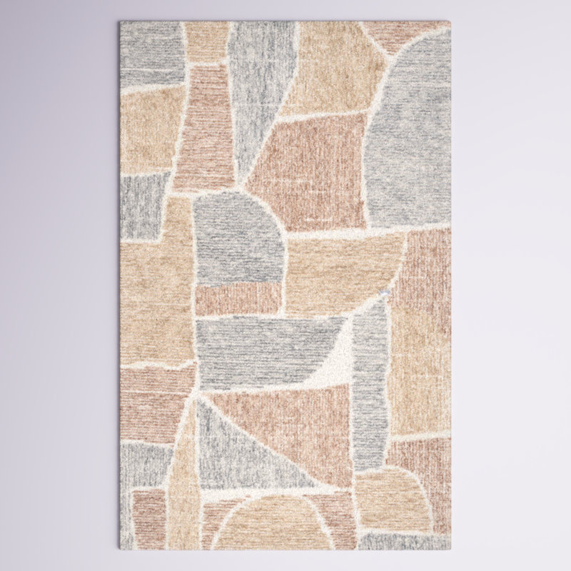 Itzel Hand Tufted Geometric Area Rug, Rectangle 4' x 6'