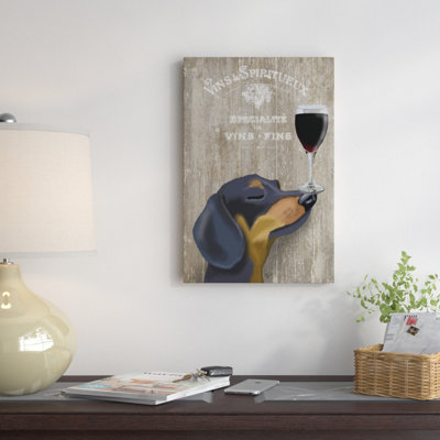 «Dog Au Vin Dachshund», reproduction d'impression sur toile tendue