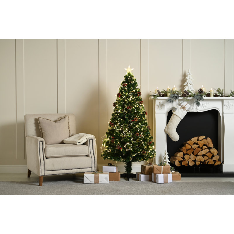 Lighted Artificial Pine Christmas Tree, 1.97ft H