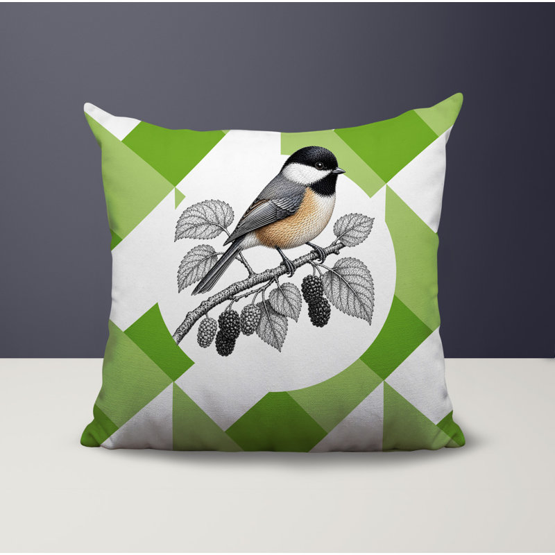 Oreiller réversible intérieur / extérieur Chikadee, 18 x 18, Vert printanier