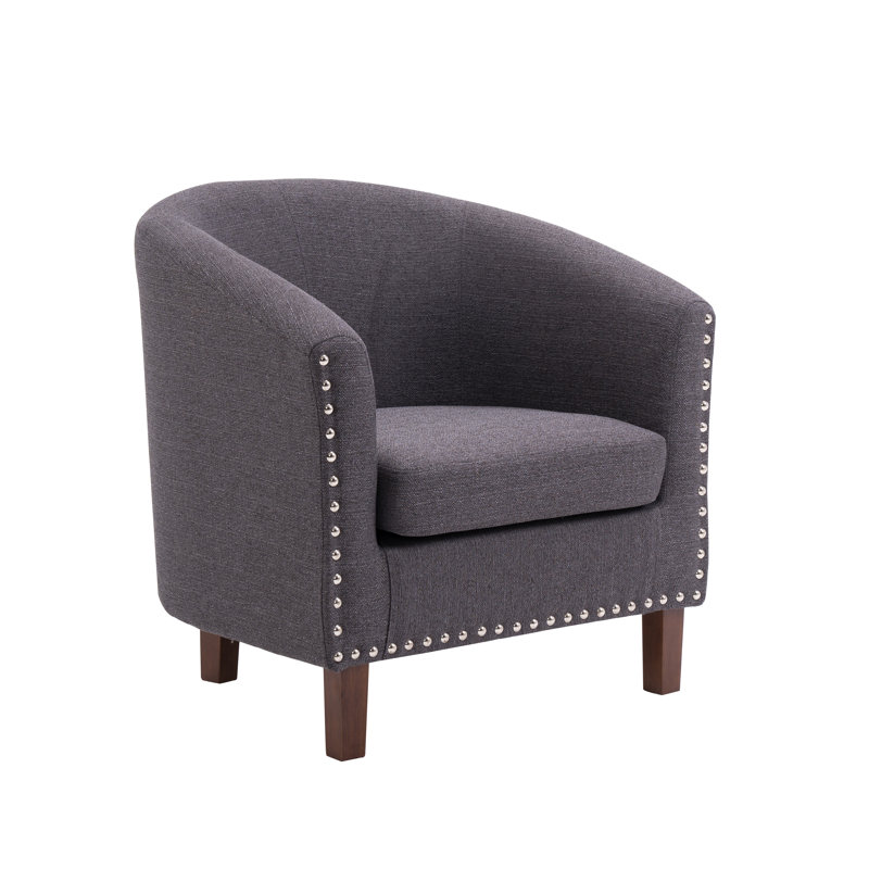 Chasewych Upholstered Barrel Chair, Dark Grey Polyester