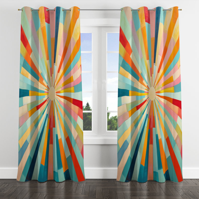 Rideau coloré occultant coloré avec œillets Mid Century Century, L 52 po x L 108 po, Œillets dorés