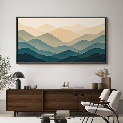Large Framed Canvas Print Wall Art - Neutral Abstract Landscape Print for Minimalist Modern Wall Decor