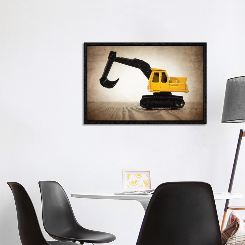 Excavator - Print on Canvas, 101.6 cm H x 66.04 cm W, Black Framed
