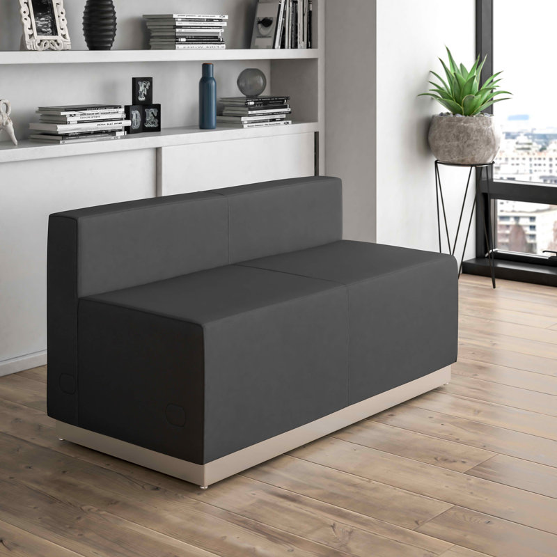 Causeuse LeatherSoft Hercules Alon avec base en acier inoxydable - mobilier de réception, Noir