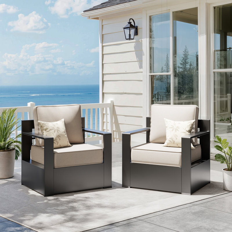 Patio Chair with Cushions, Beige