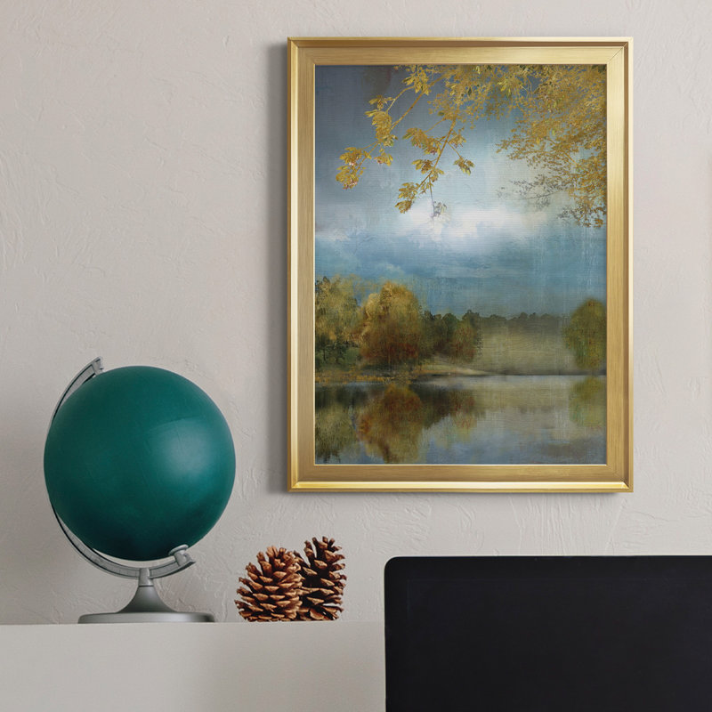 Golden Leaves - Peinture sur toile encadrée, Or, H 18,5 po x l 24,5 po x P 1,5 po