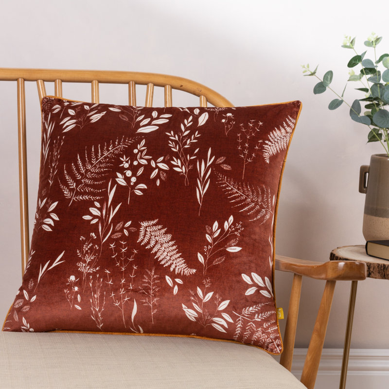 Floral Square Cushion, Green, Feather