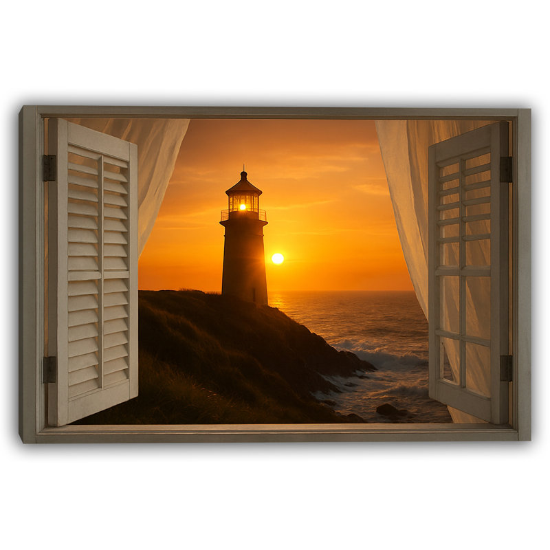 "Coastal Sentinel at Dusk", art mural sur toile tendue