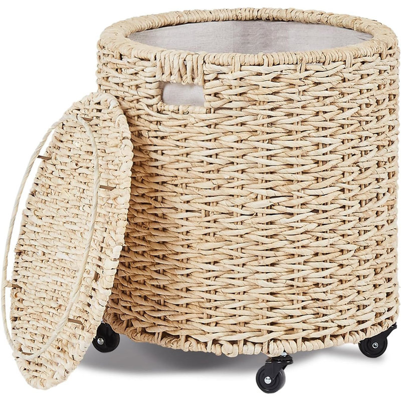 Rolling Laundry Hamper, White