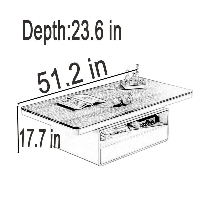 Table basse Luxury, H 17,7 po x L 51,2 po x l 23,6 po