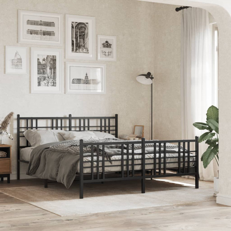 Novarayne Metal Bed, Black, King (5')