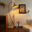 Lampe sur pied en fer de style rétro chinois (avec peinture de cuisson) et rotin