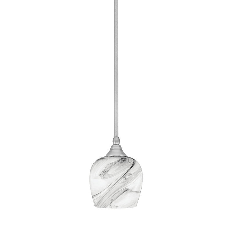 Stem Hung Mini Pendant With 6" Glass, Onyx