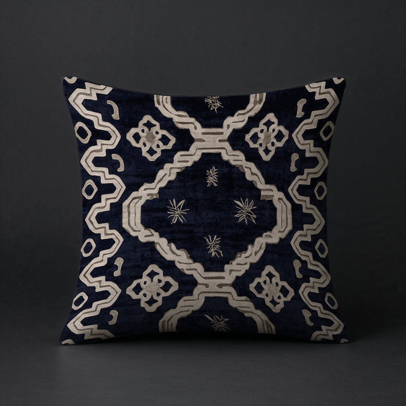 Coussin décoratif intérieur et extérieur Modern, Gris géométrique 49, Carré 16 po