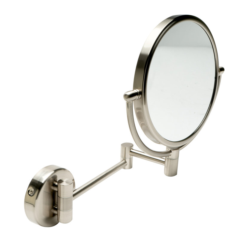 Miroir de maquillage / rasage mural rond grossissant, Nickel brossé