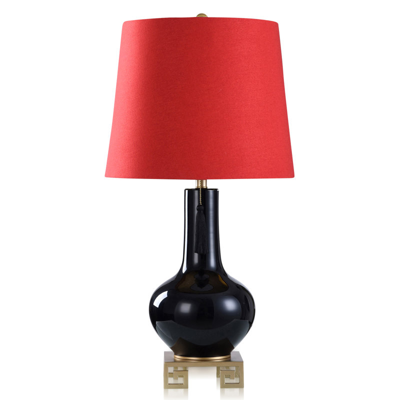 Lampe de table 31,25 po Olallo, Noir et or, Rouge