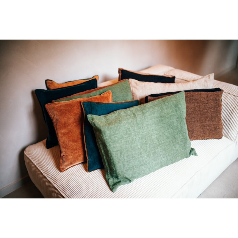 Coussin en lin Alpha Basics, Vert