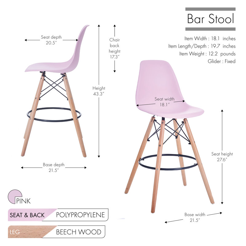 Tabouret de bar 27,6 po Azanae, Rose
